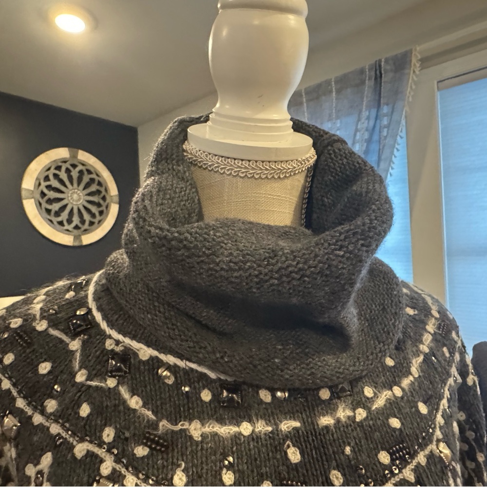 Free People Chunky Knit Embellished Cowl Neck Sweater – Size M - Picture 4 of 9